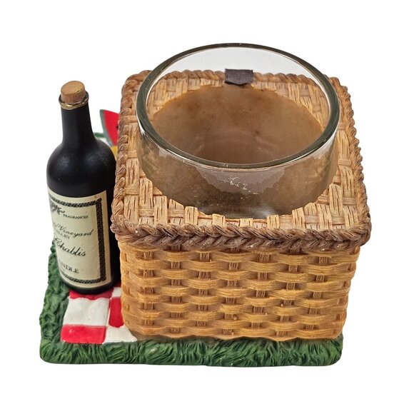 Yankee Candle Picnic Basket Votive Candle Holder Glass Insert Wine Fruit Bread - Picture 5 of 10